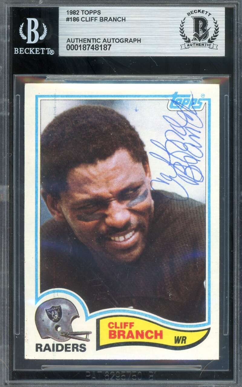 Cliff Branch Beckett BAS Vintage Signed 1982 Topps Autograph Raiders