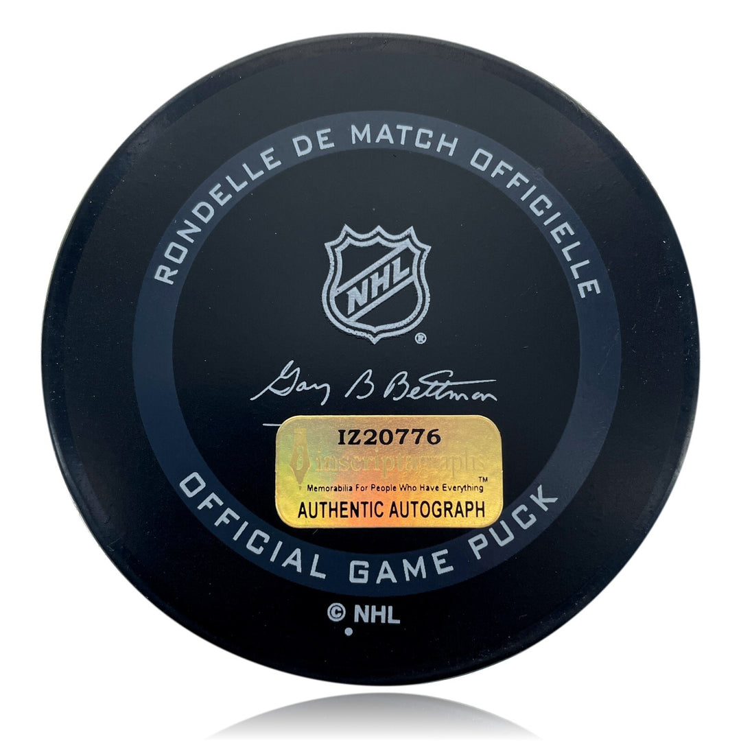 Logan Thompson Autographed Vegas Golden Knights Official NHL Hockey Puck COA IGM