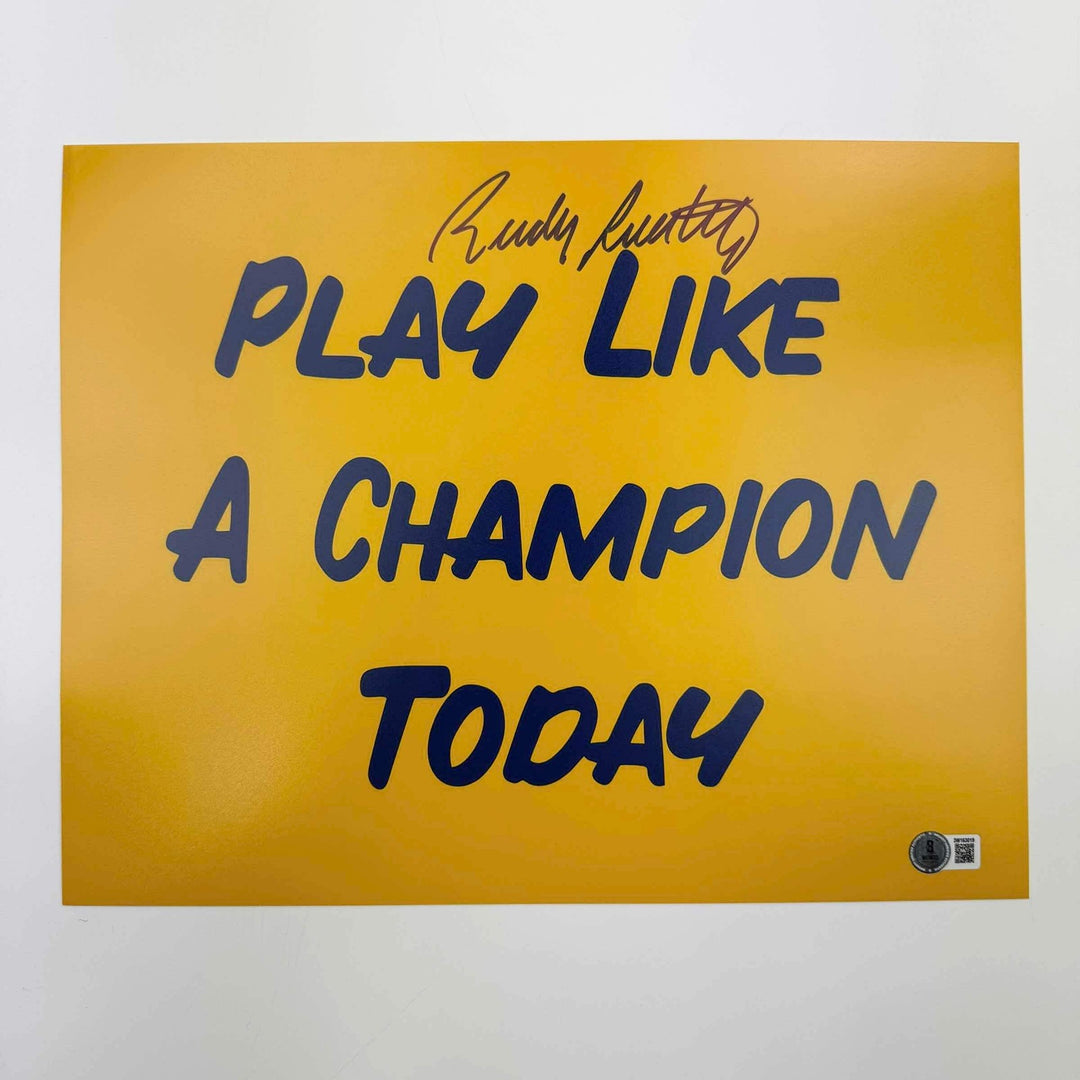 Autographed/Signed Rudy Ruettiger Play Like A Champion Today 11x14 Photo BAS COA