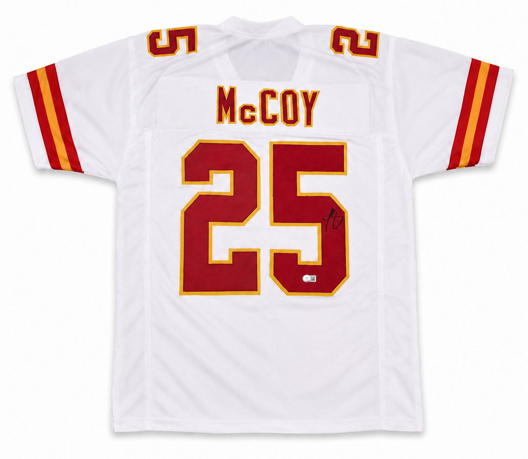 Kansas City Chiefs LeSean McCoy Signed White Jersey Beckett BAS Witness