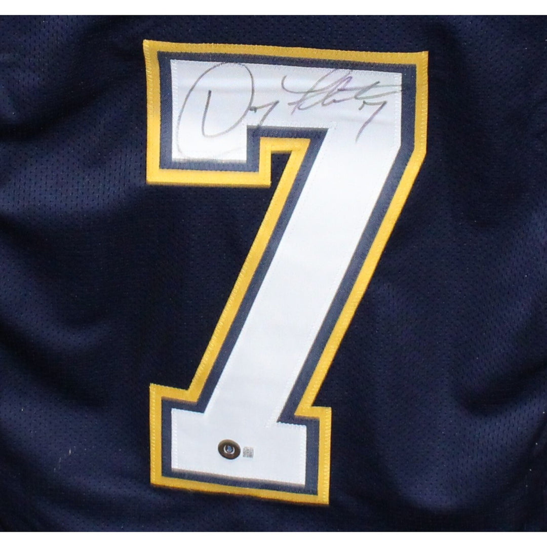 Doug Flutie Autographed/Signed Pro Style Size XL Jersey Blue Beckett 42555