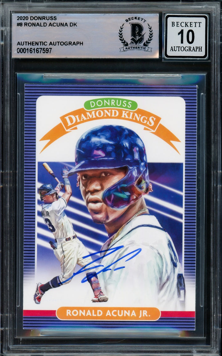 Ronald Acuna Jr. Signed 2020 Donruss Diamond Kings Card #8 Braves Auto 10