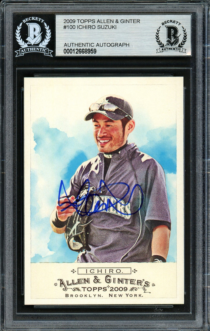 Ichiro Suzuki Signed 2009 Topps Allen & Ginter Card 100 Seattle Mariners Beckett
