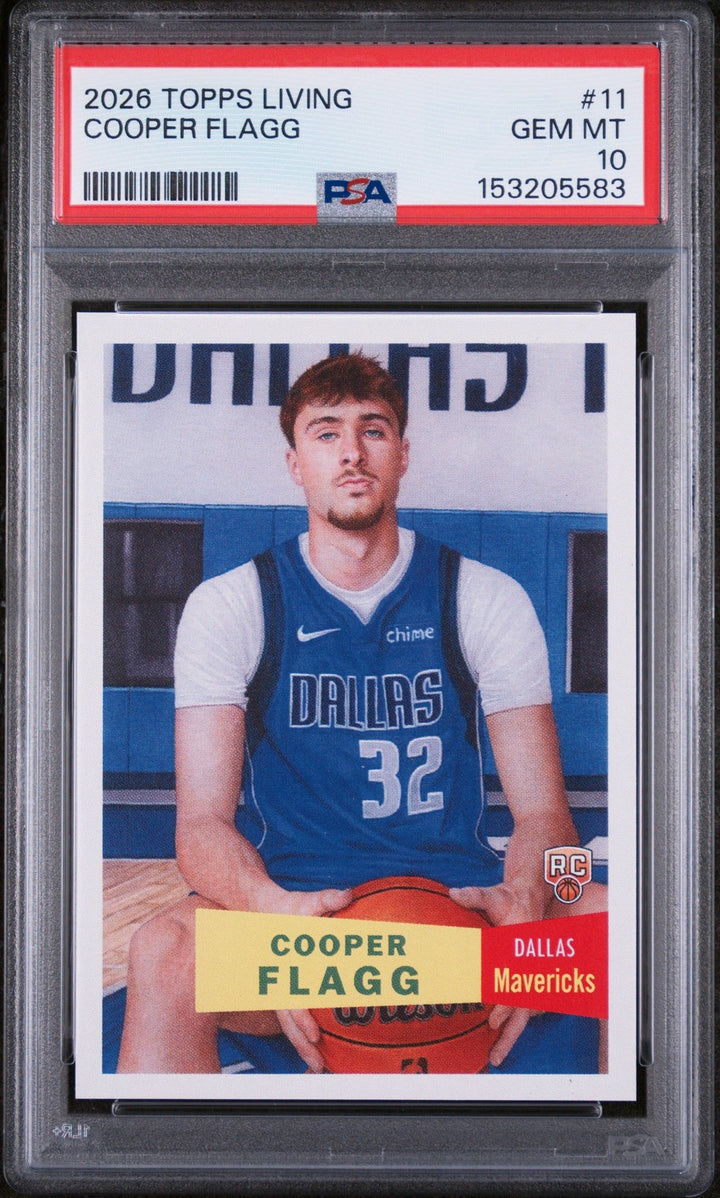 Graded 2025-26 Topps Living Cooper Flagg #11 Rookie Basketball Card PSA 10