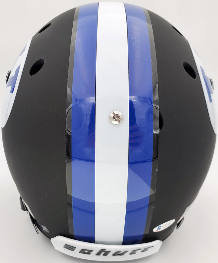 Zach Wilson Signed BYU Cougars Matte Black Schutt Full Size Replica Helmet
