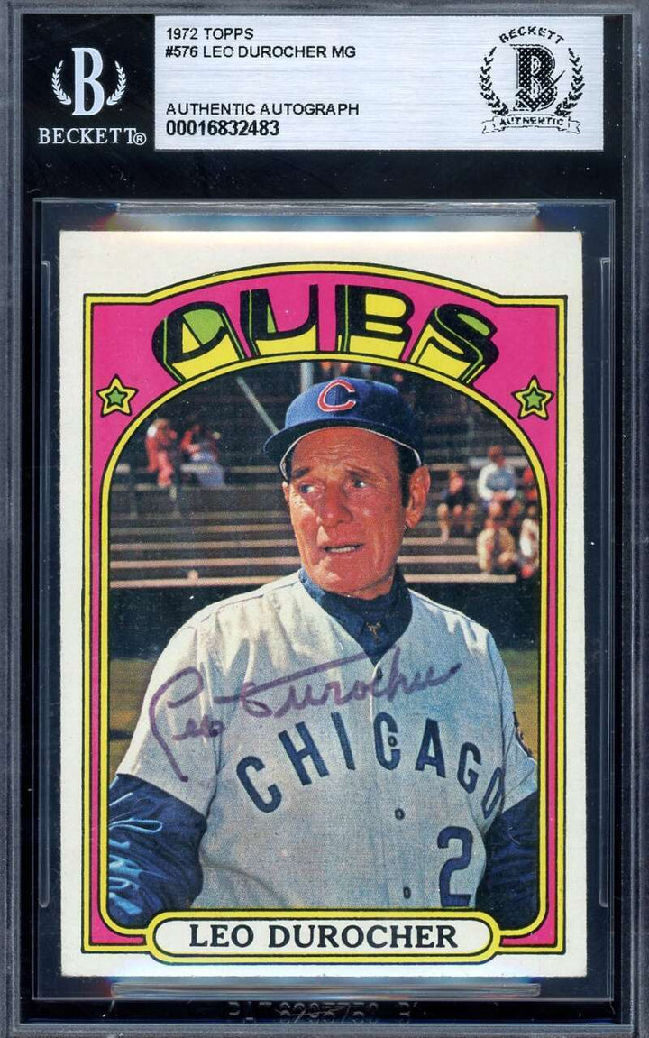 Leo Durocher Beckett BAS Signed 1972 Topps Autograph