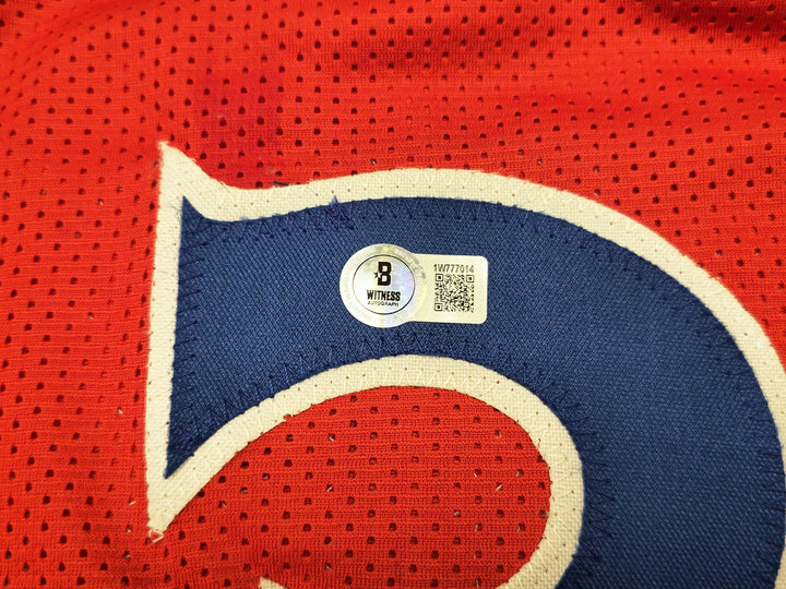 Philadelphia 76ers Allen Iverson Autographed Signed Red Jersey Beckett Wit