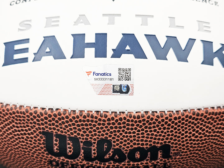 Chris Carson Auto Signed Seattle Seahawks White Logo Football Fanatics Holo