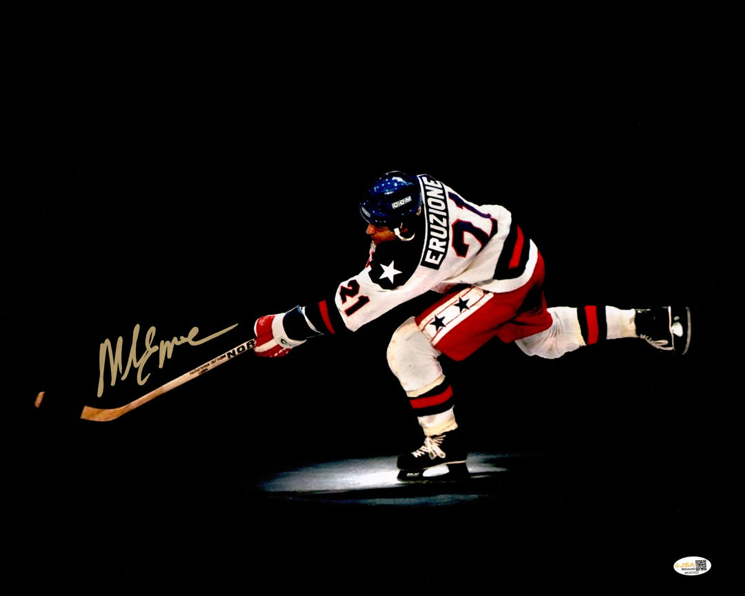 Mike Eruzione Signed 16x20 Photo 1980 Team USA Miracle on Ice JSA Witness