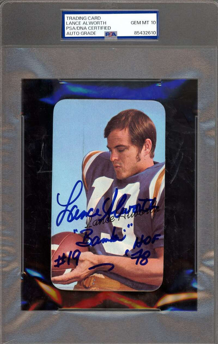 Lance Alworth Gem Mint 10 PSA DNA Signed 1970 Topps Super