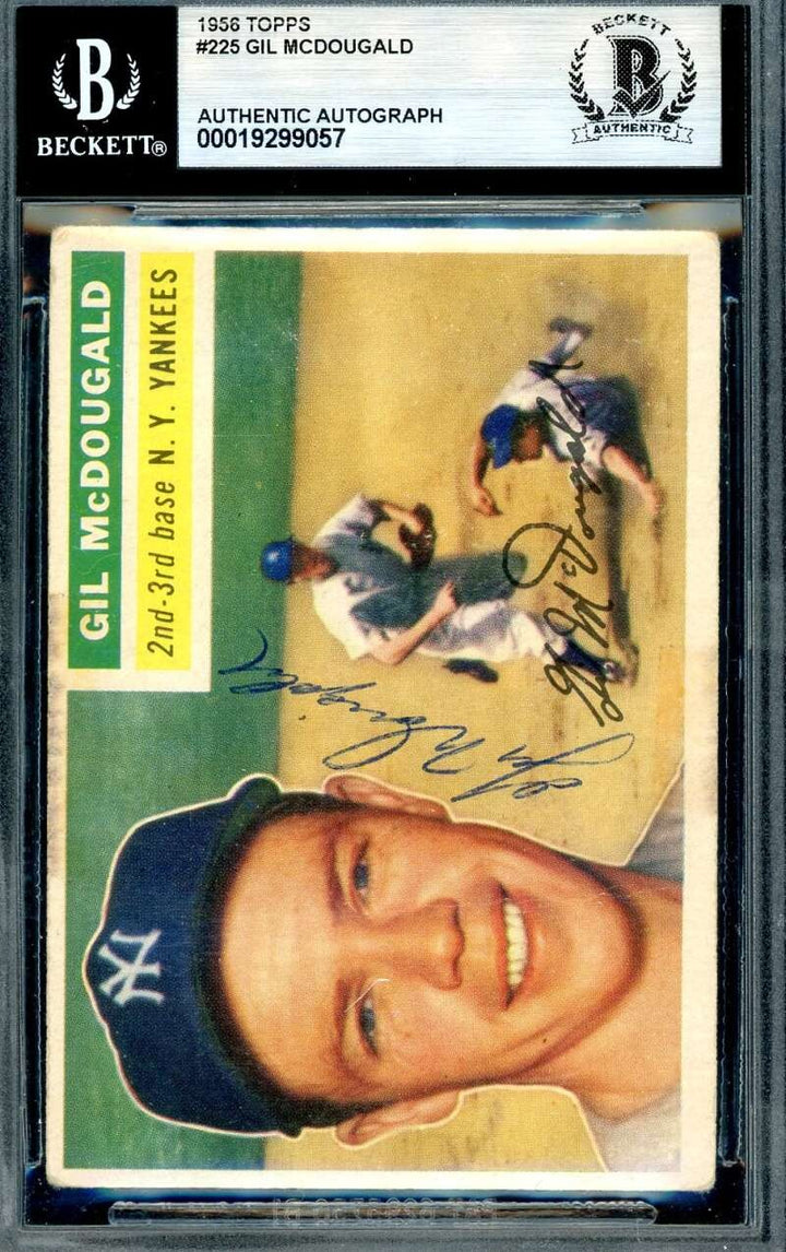 Gil McDougald Beckett BAS Vintage Signed 1956 Topps Autograph