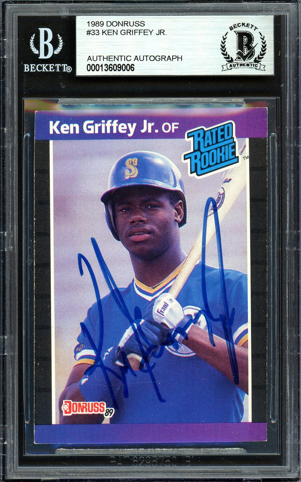 Ken Griffey Jr. Signed 1989 Donruss RC 33 Mariners Vintage Sig Beckett #13609006