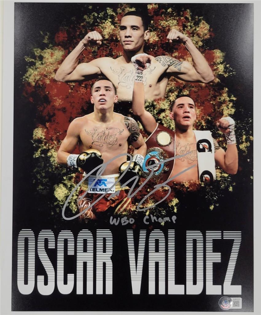 Oscar Valdez signed "WBO Champ" 11x14 photo boxing autograph ~ Beckett BAS (B)