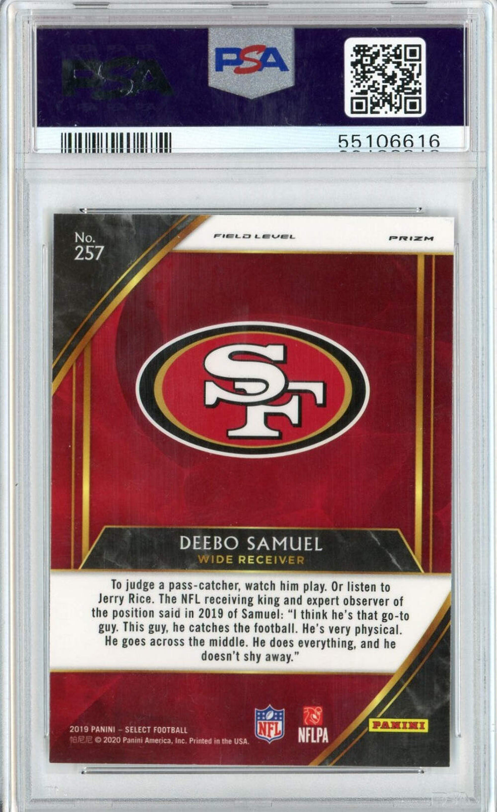 Graded 2019 Panini Select Deebo Samuel #257 Silver Prizm RC Football Card PSA 10
