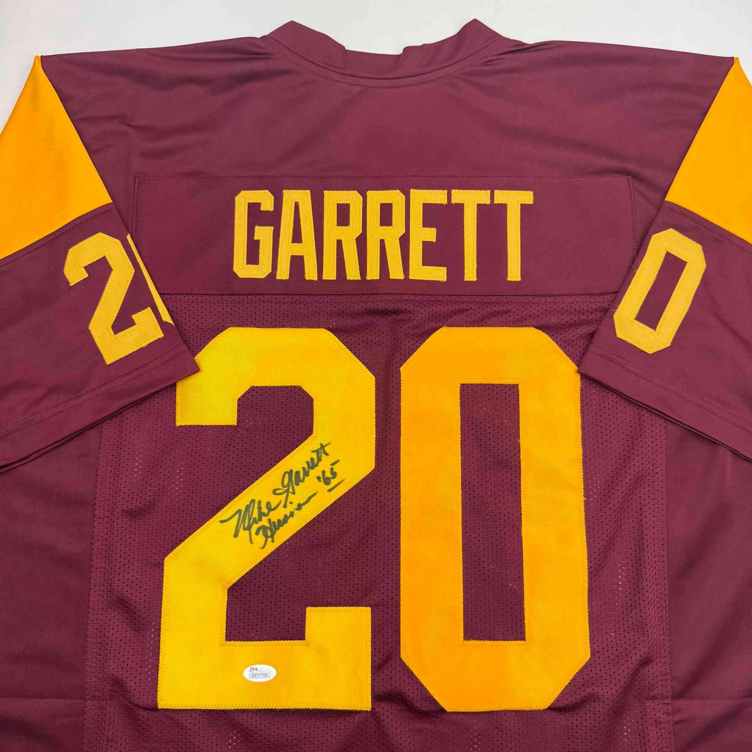 Autographed/Signed Mike Garrett HT 65 USC Red College Football Jersey JSA COA