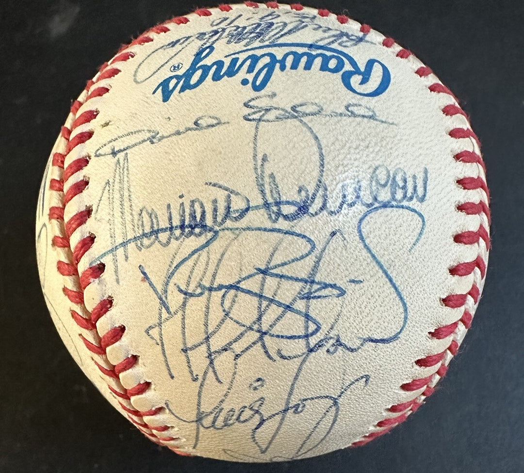 1996 Yankees World Series Team Signed Baseball Derek Jeter Rivera 33 Auto Psa