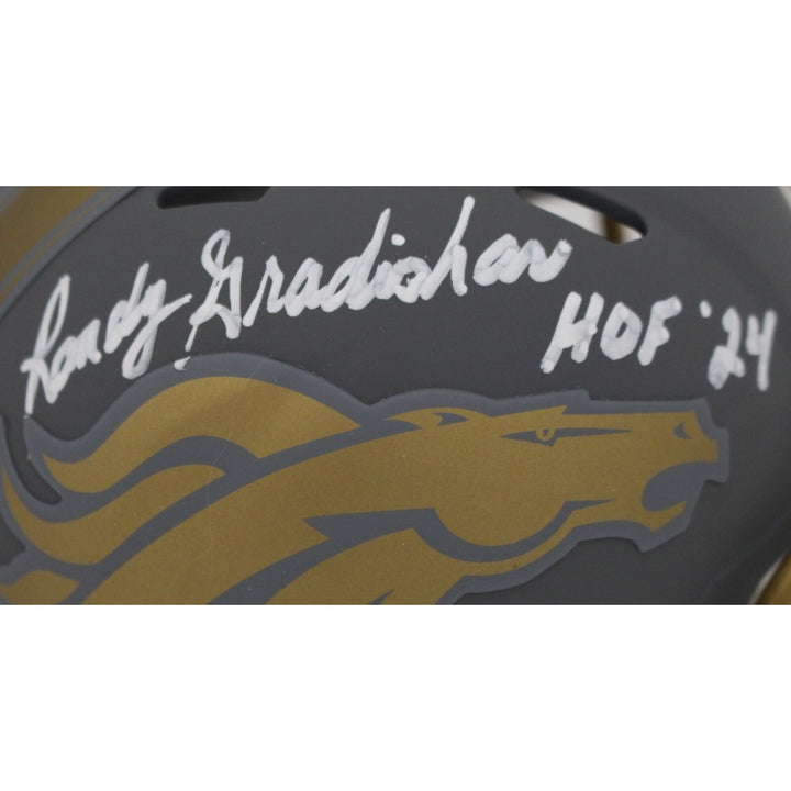 Randy Gradishar Autographed Denver Broncos Slate Mini Helmet HOF Beckett 46933