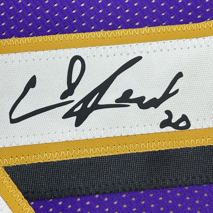 Framed Facsimile Autographed Ed Reed 33x42 Baltimore Purple Reprint Laser Jersey