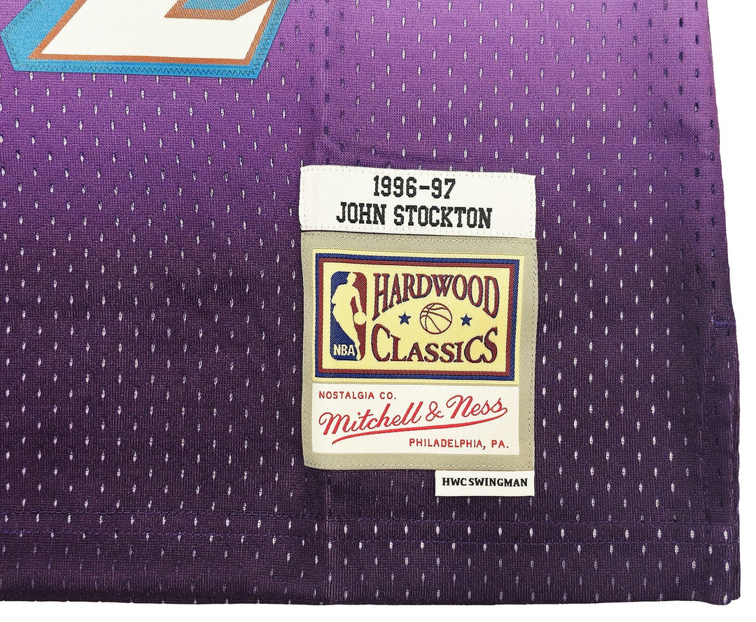 Jazz John Stockton Auto Purple Auth Mitchell Ness 96 Swingman Road Jersey XL BAS