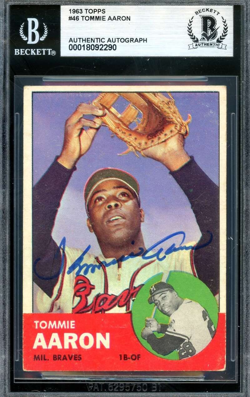 Tommie Aaron Beckett BAS Signed 1963 Topps Rookie Autograph