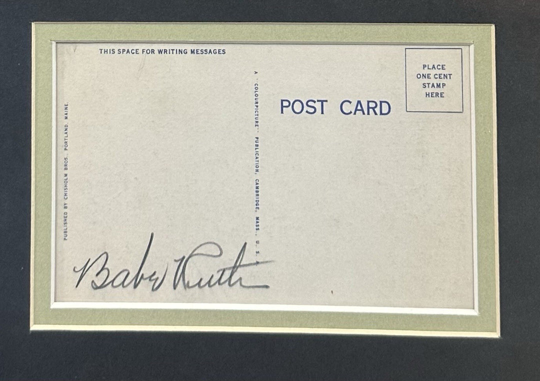 Babe Ruth Signed Vintage Postcard Framed Ny Yankees #3 Mint Cut HOF Auto JSA LOA