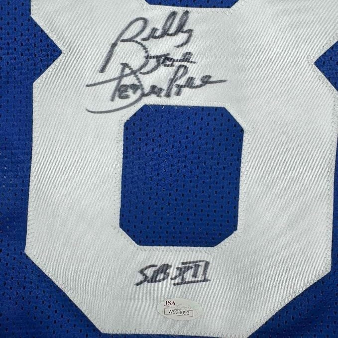 Framed Autographed Billy Joe DuPree 35x39 SB XII Dallas Blue Jersey JSA COA