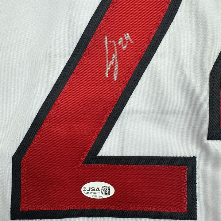 Autographed/Signed Seth Jarvis Carolina White Hockey Jersey JSA COA