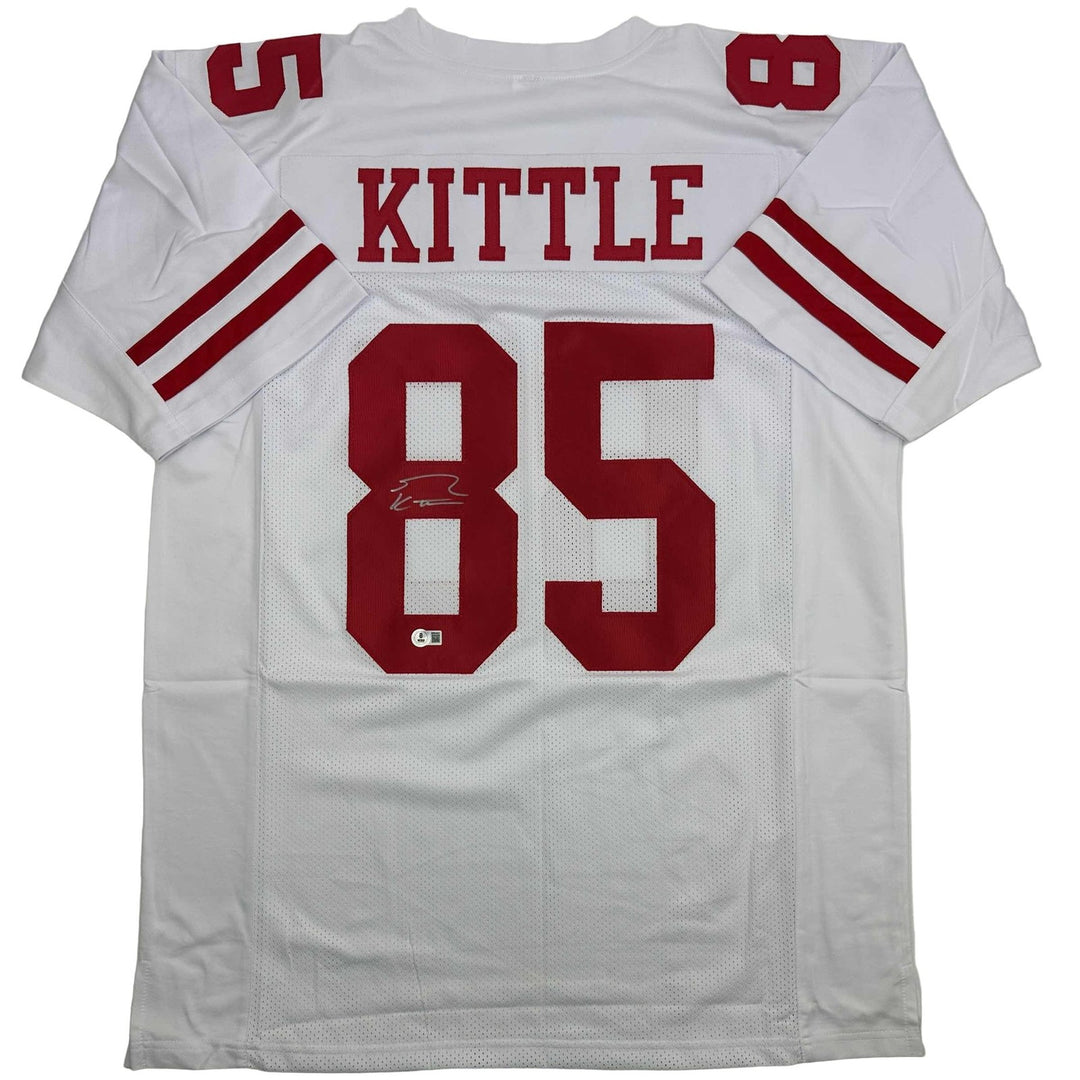 Autographed/Signed George Kittle San Francisco White Jersey Beckett BAS COA