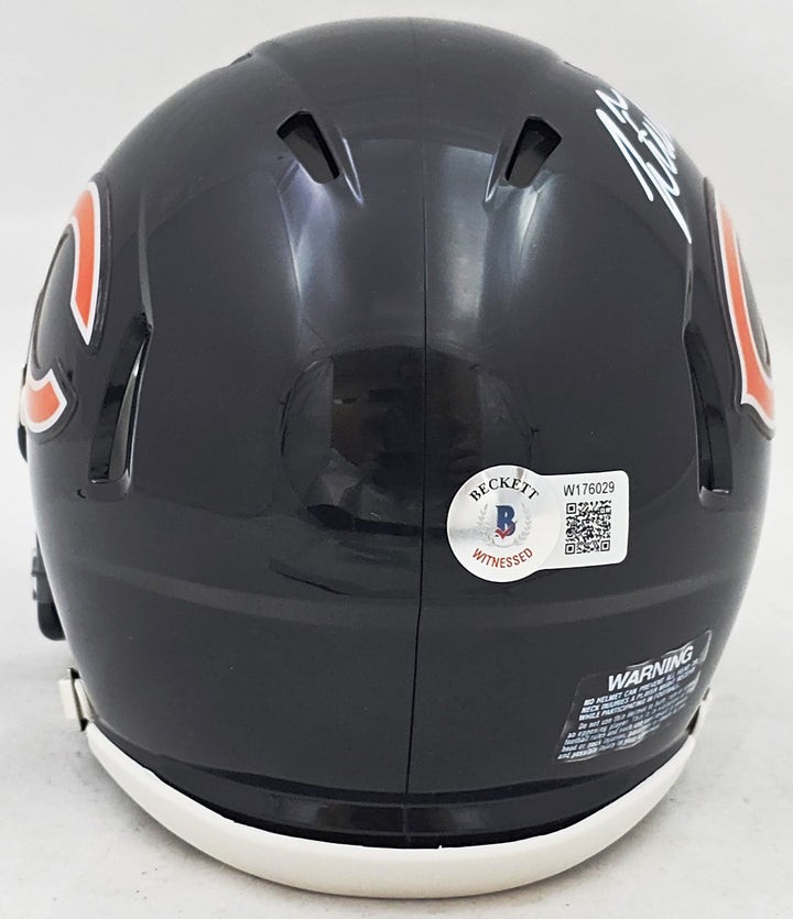 Justin Fields Signed Chicago Bears Blue Speed Mini Helmet Beckett Wit