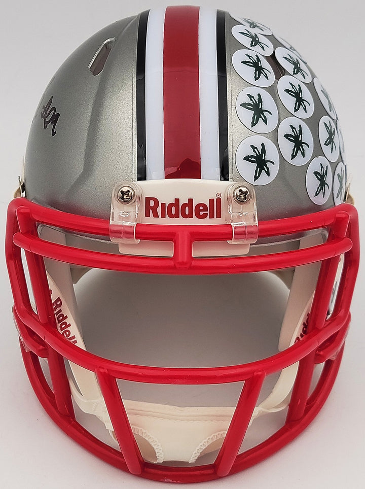 Denzel Burke Signed Ohio State Buckeyes Flash Gray Speed Mini Helmet Beckett