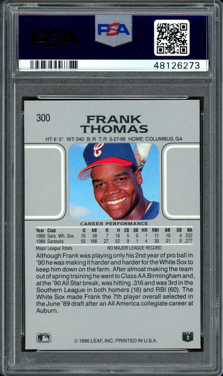 Frank Thomas Auto Signed 1990 Leaf RC 300 White Sox Auto 9 Card NM-MT 8 PSA/DNA