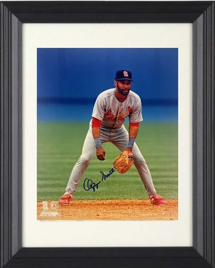 Ozzie Smith signed St. Louis Cardinals MLB 8x10 Photo minor bend Framed- COA/HOF