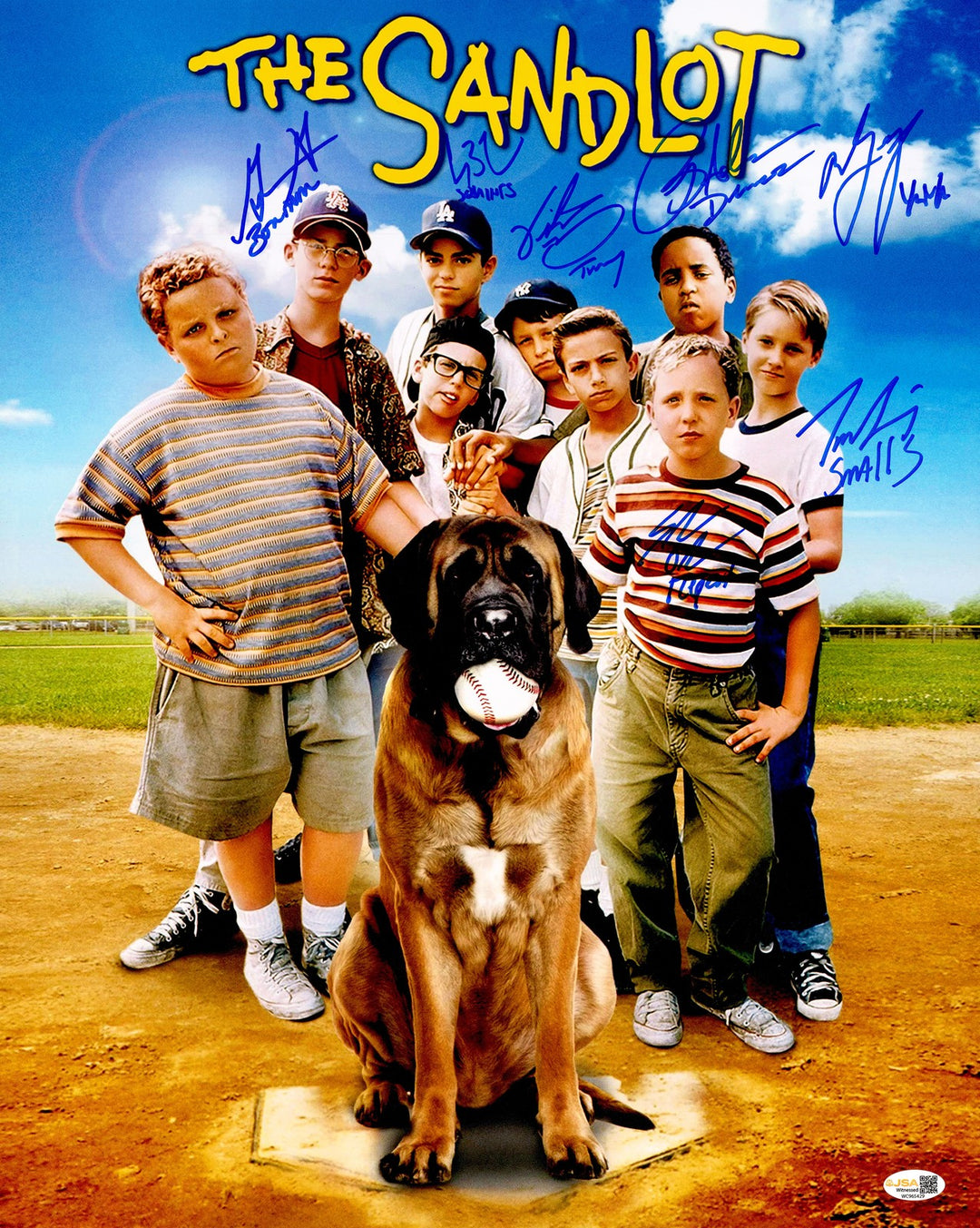 The Sandlot Cast Signed 16x20 Photo 7 Signatures Tom Guiry JSA Witness