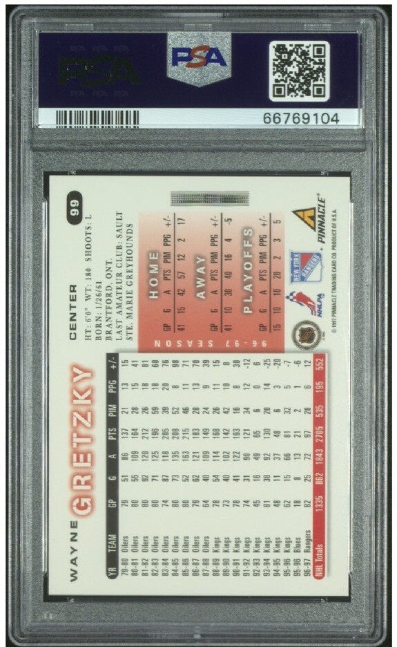 1997 Pinnacle Score Wayne Gretzky Red Artist Proof #99 Rangers Psa 9 Mint Pop 4