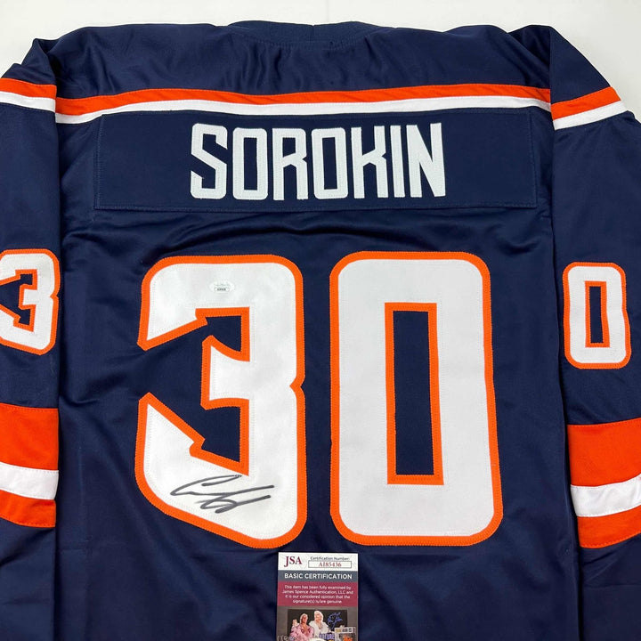 Autographed/Signed Ilya Sorokin New York Reverse Retro Jersey JSA COA