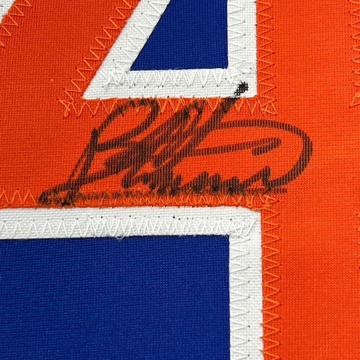 Framed Autographed/Signed Bartolo Colon 33x42 New York Blue Jersey BAS COA