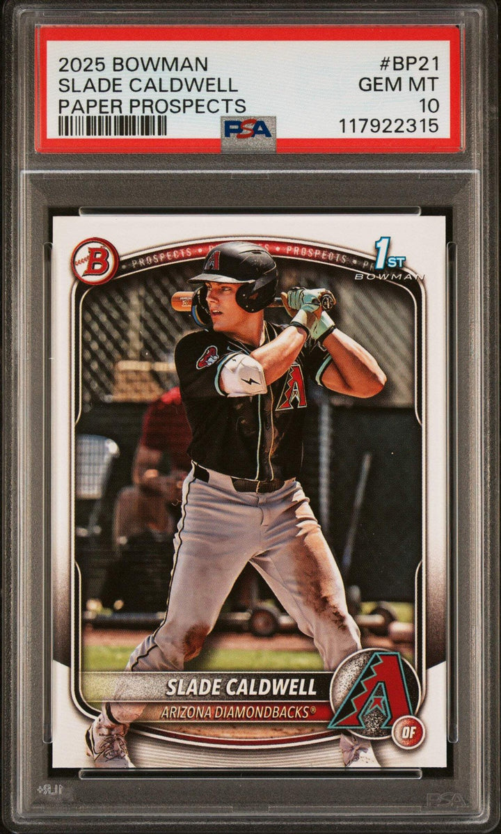 Graded 2025 Bowman Slade Caldwell #BP21 Paper Prospects RC Baseball Card PSA 10
