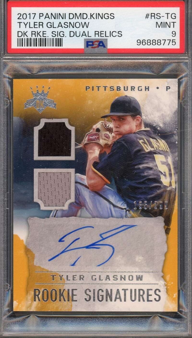 Tyler Glasnow Mint 9 PSA DNA Signed 2017 Panini Diamond Kings Rookie Autograph