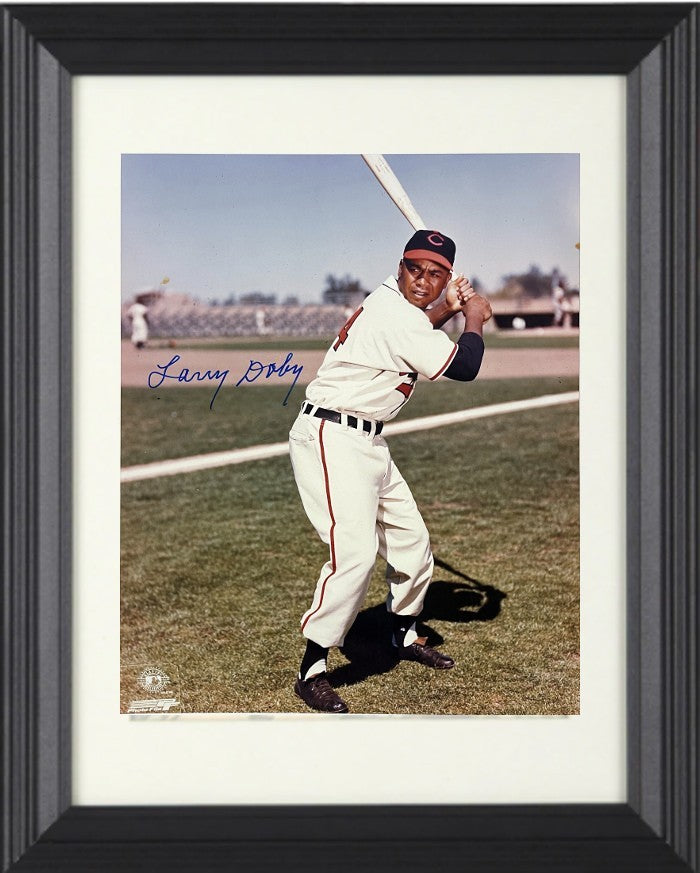 Larry Doby signed Cleveland MLB 8x10 Photo Framed- COA/CSA Show Ticket/Photo/HOF