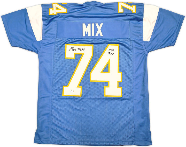 San Diego Chargers Ron Mix Autographed Signed Blue Jersey "HOF 1979" Beckett Wit