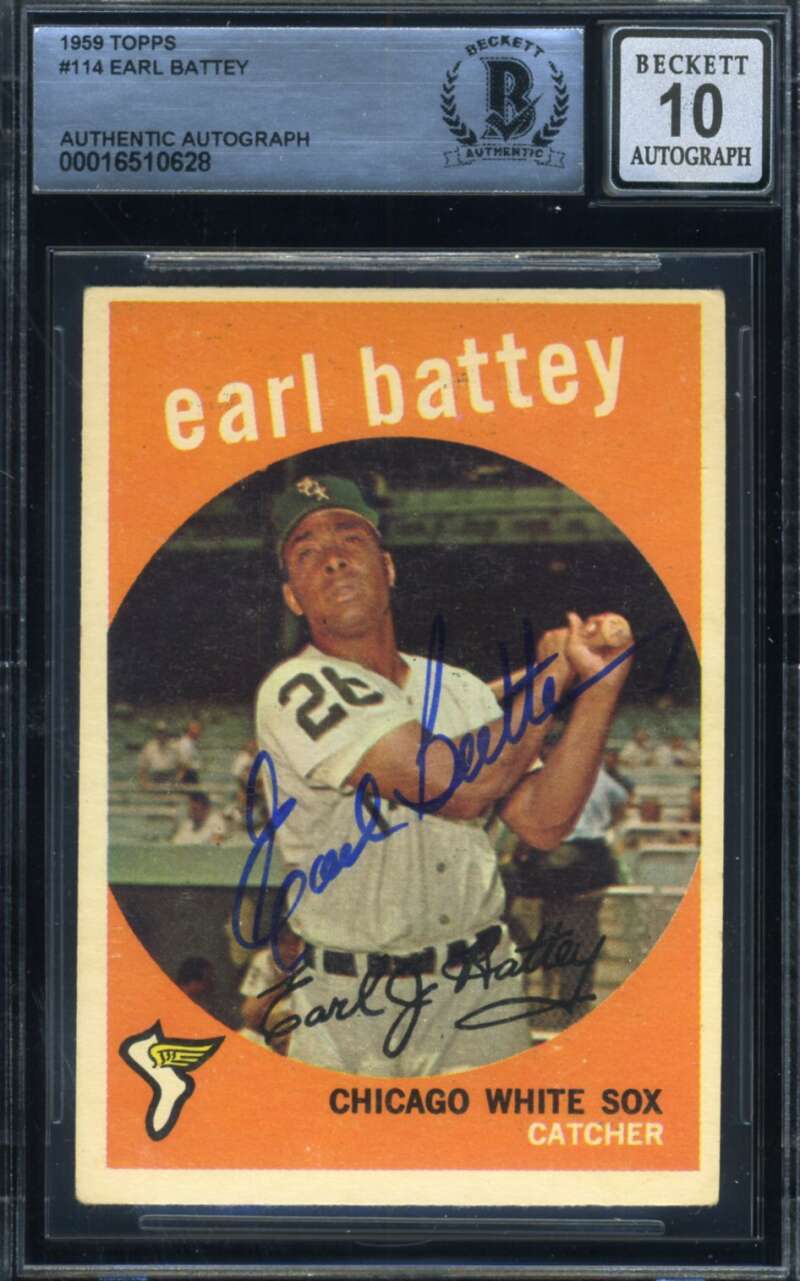 Earl Battey Gem Mint 10 Beckett BAS Signed 1959 Topps Autograph