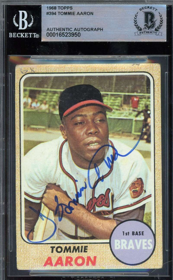 Tommie Aaron Beckett BAS Signed 1968 Topps Autograph