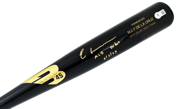 Elly De La Cruz Auto Black B45 Player Model Bat Reds "MLB Debut 6/6/23" Beckett