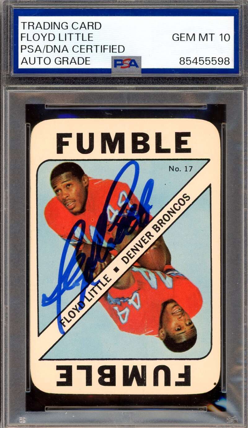 Floyd Little Gem Mint 10 PSA DNA Signed 1971 Topps Game Card Autograph