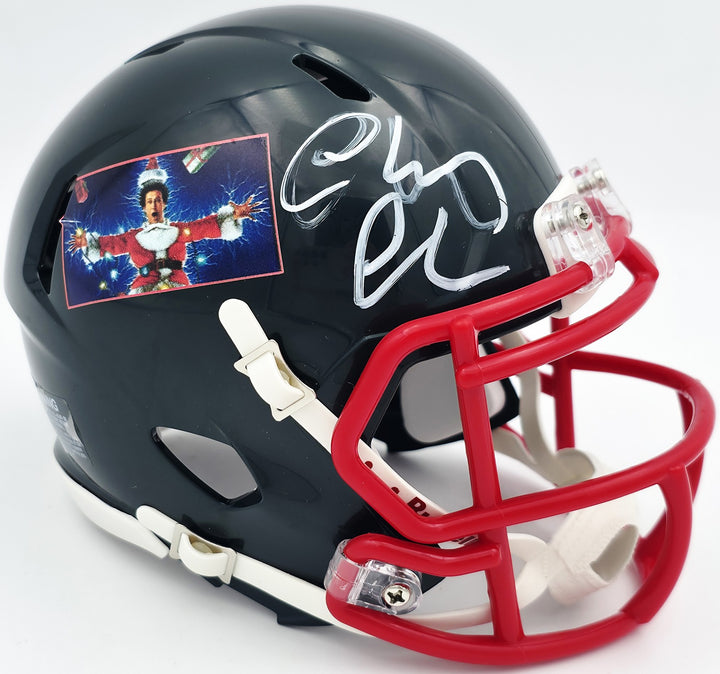 Chevy Chase Signed Christmas Vacation Black Speed Mini Helmet Beckett #AD34290