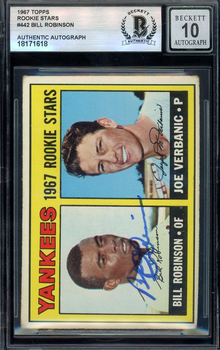 Bill Robinson Gem Mint 10 Beckett BAS Signed 1967 Topps Rookie Autograph