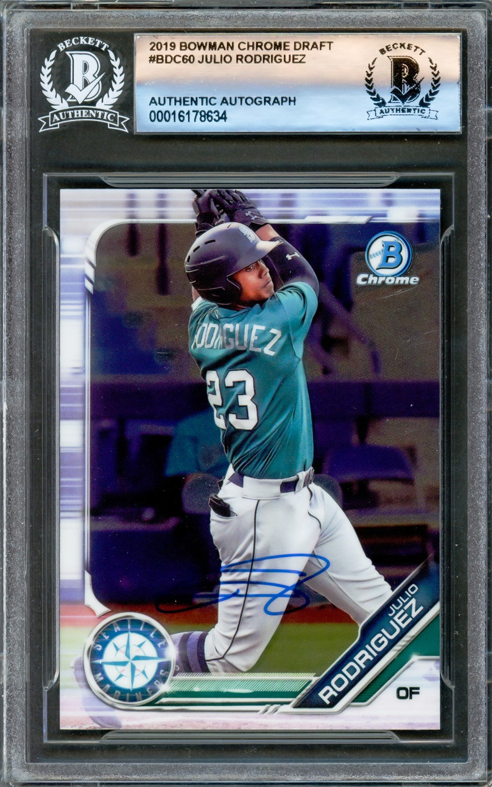 Julio Rodriguez Signed 2019 Bowman Chrome Draft RC #BDC60 Mariners Beckett