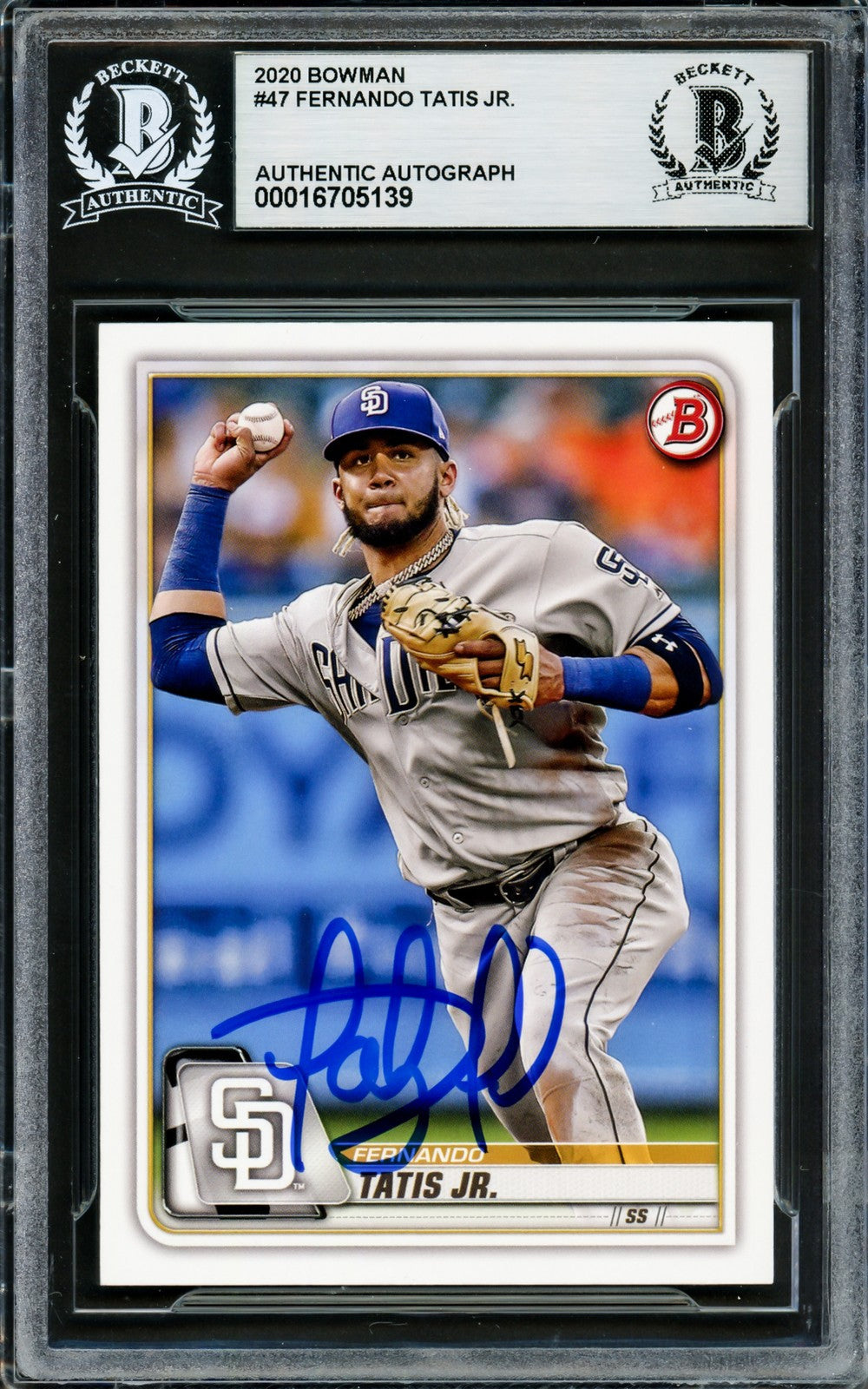 Fernando Tatis Jr. Signed 2020 Bowman Card 47 San Diego Padres Beckett