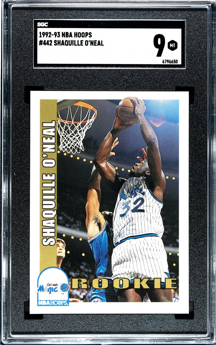 Shaquille O'Neal 1992-93 NBA Hoops Rookie Card (RC) #442 - SGC Graded 9 Mint