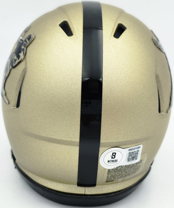 Johnny Manziel Auto Texas A&M Aggies Gold Heisman Logo Speed Mini Helmet "12 HT"